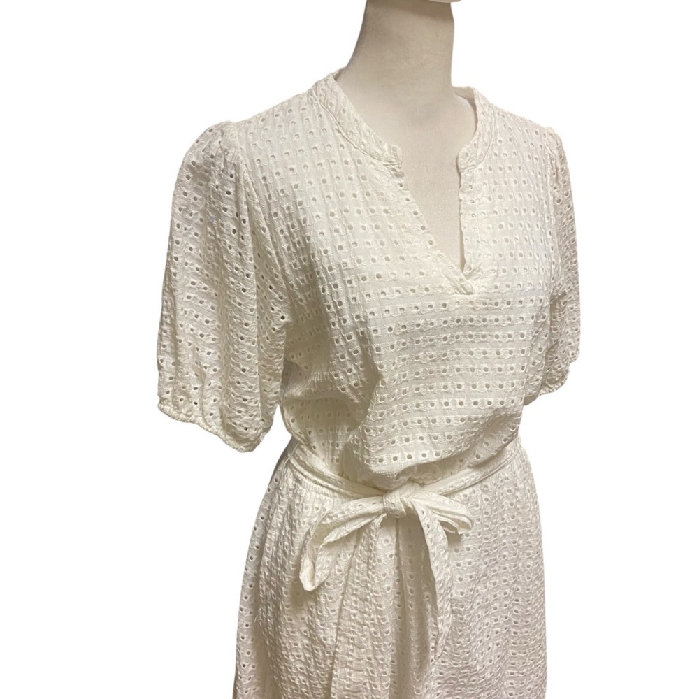 Draper James White Eyelet Tie-Waist Mini Dress - Picture 8 of 12